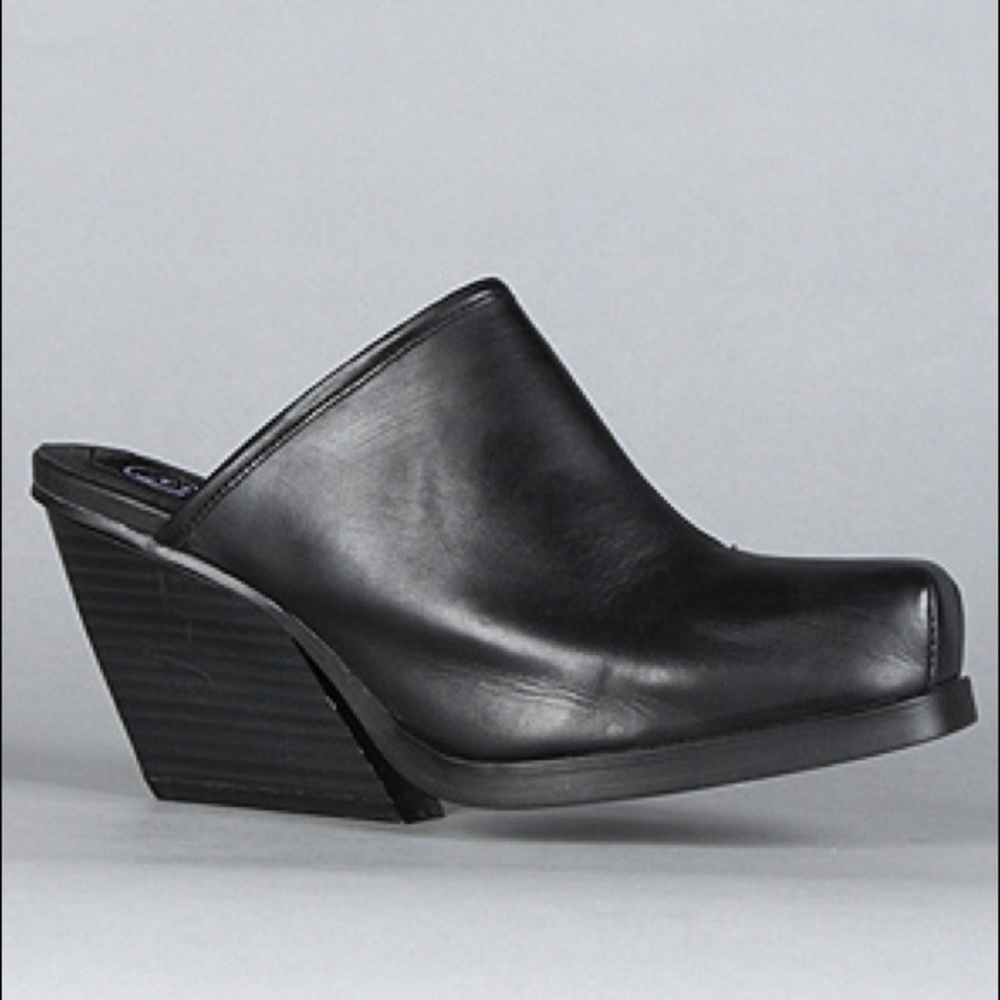 Black Leather Cheap Monday Mules